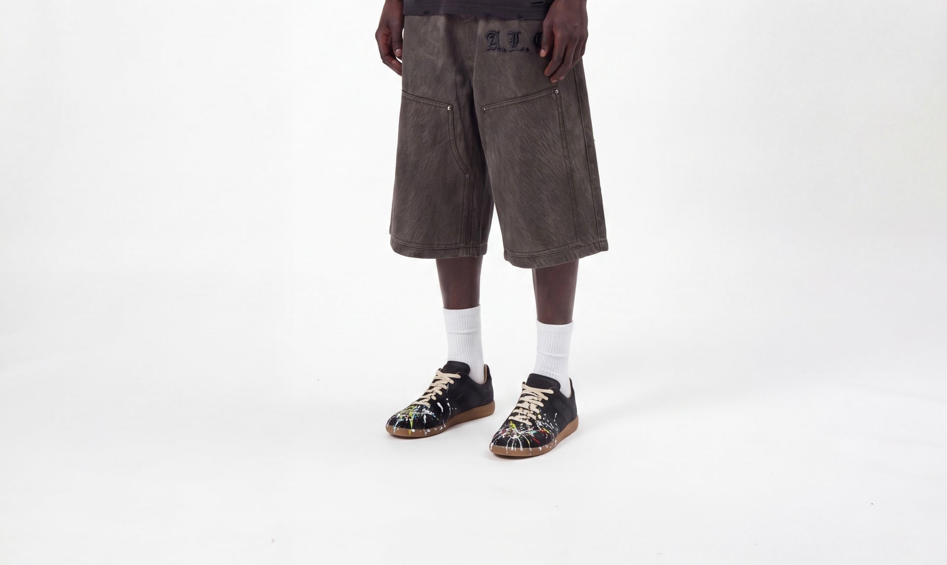 Anti Everything Black Leather Shorts