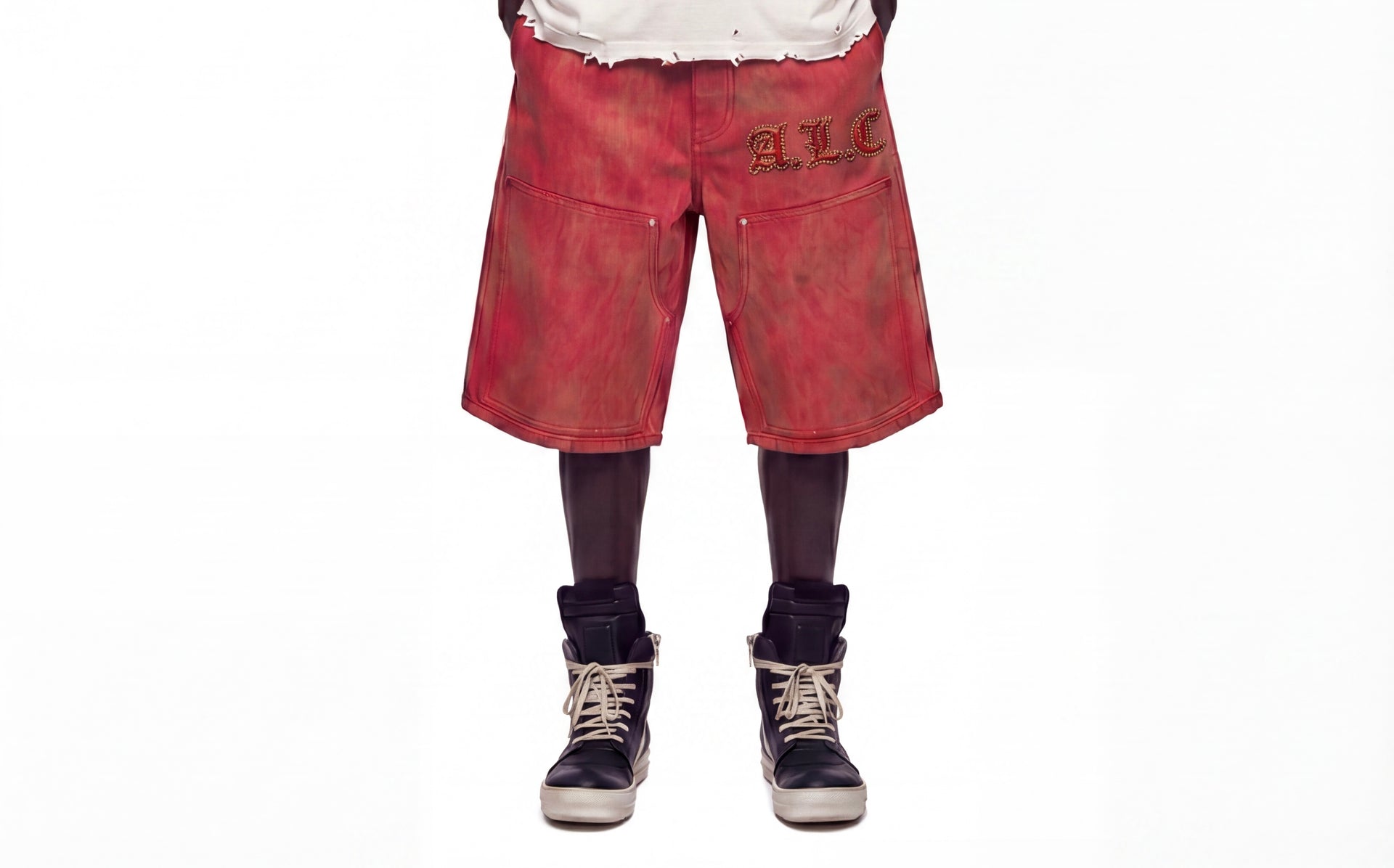 Anti Everything Red Leather Shorts